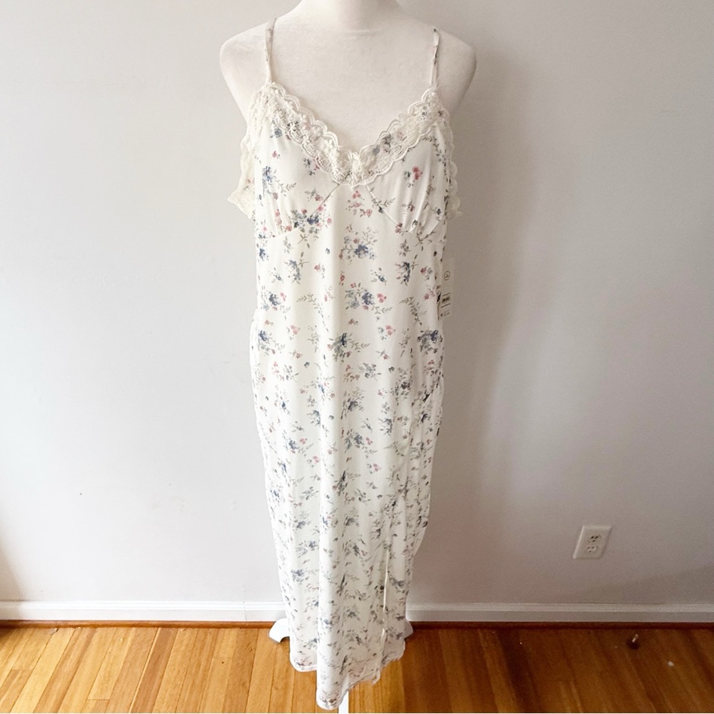 NWT No Boundaries Women Y2K Babydoll Floral Mesh Slip Maxi Dress XL Summer Beach